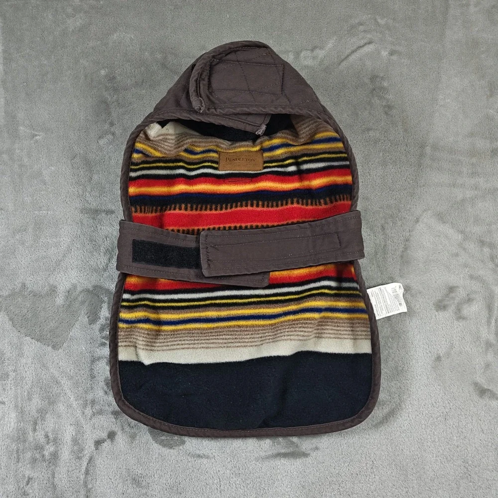 Pendleton Dog Coat Small Black Southwest Yakima Camp Stripe Quilted Fleece Vest